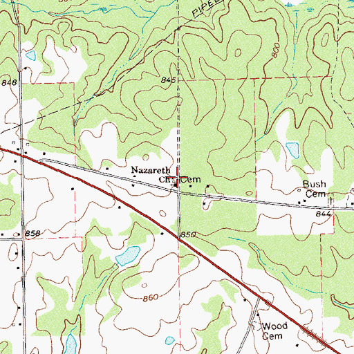 Topographic Map of Nazareth Cemetery, GA