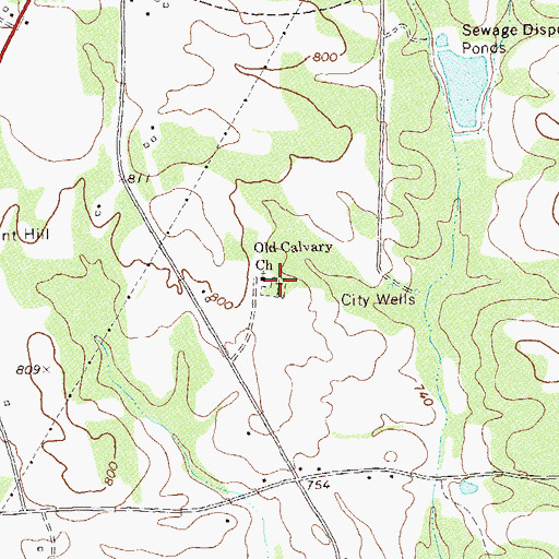 Topographic Map of Old Calvary Cemetery, GA