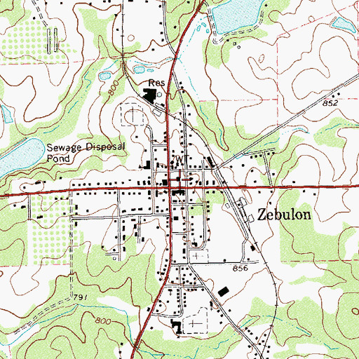 Topographic Map of Pike County Courthouse, GA