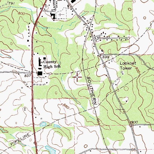 Topographic Map of Pike County High School, GA
