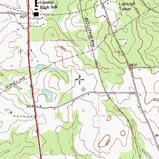 Topographic Map of Pike County Middle School, GA