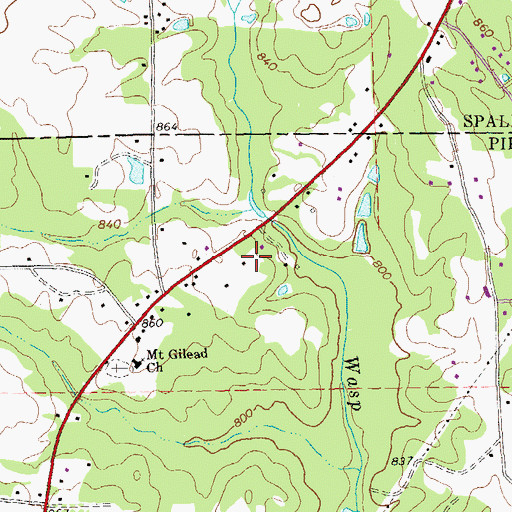 Topographic Map of Pitts Cemetery, GA