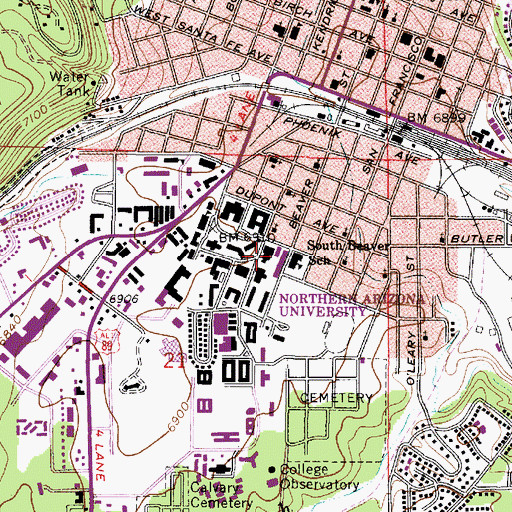 Topographic Map of South Beaver Elementary Magnet School, AZ