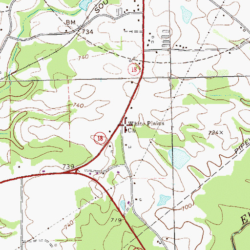 Topographic Map of White Plains School (historical), GA
