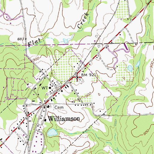 Topographic Map of Williamson Baptist Church, GA