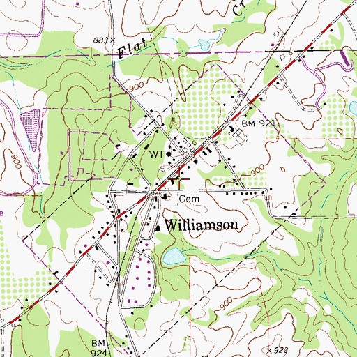 Topographic Map of Williamson Bible Christian Church, GA