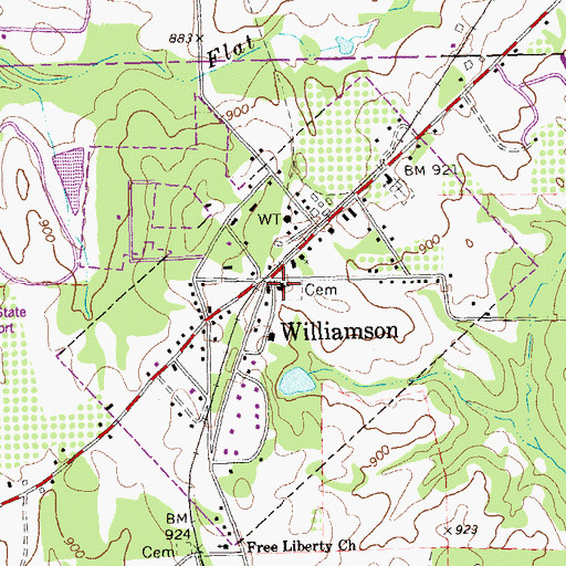 Topographic Map of Williamson First United Methodist Church, GA
