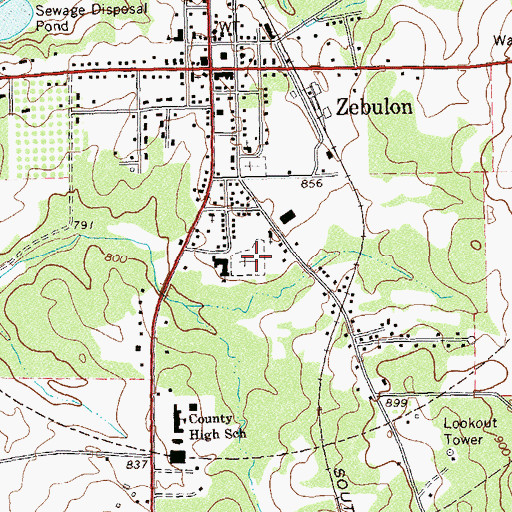 Topographic Map of Zebulon Cemetery, GA