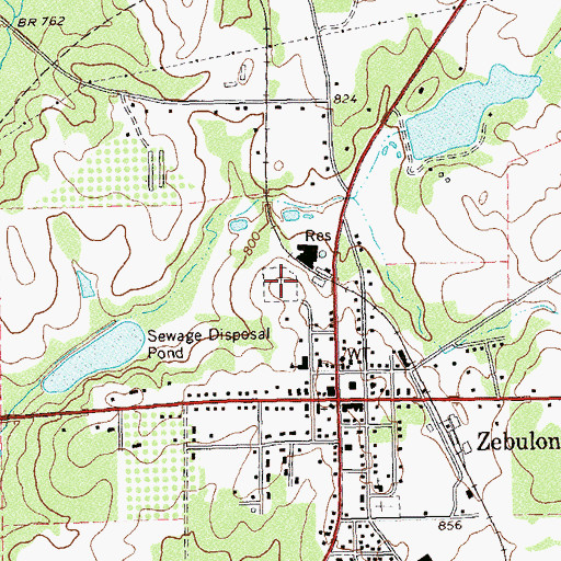 Topographic Map of Zebulon Cemetery, GA