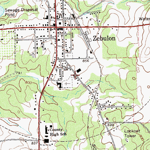Topographic Map of Zebulon United Methodist Church, GA