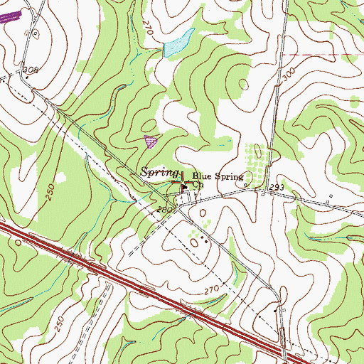 Topographic Map of Blue Spring School (historical), GA