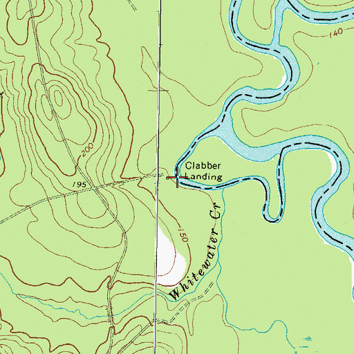 Topographic Map of Bonnie Clabber Bluff, GA