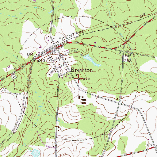 Topographic Map of Brewton Cemetery, GA