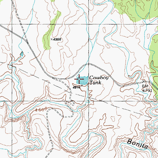 Topographic Map of Cowboy Tank, AZ