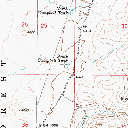 Topographic Map of South Campbell Tank, AZ