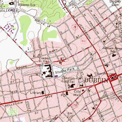 Topographic Map of Calvary Baptist Church, GA
