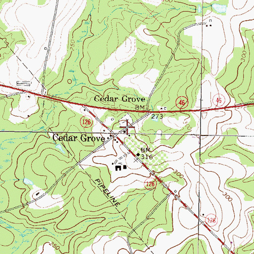 Topographic Map of Cedar Grove Church, GA