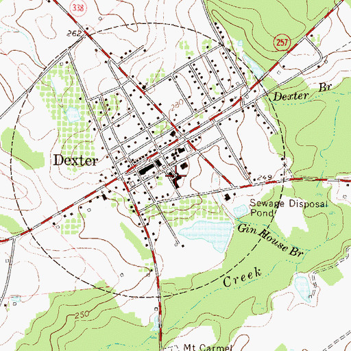 Topographic Map of Dexter School, GA