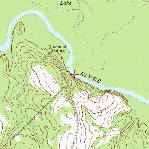 Topographic Map of Diamond Landing Ferry (historical), GA