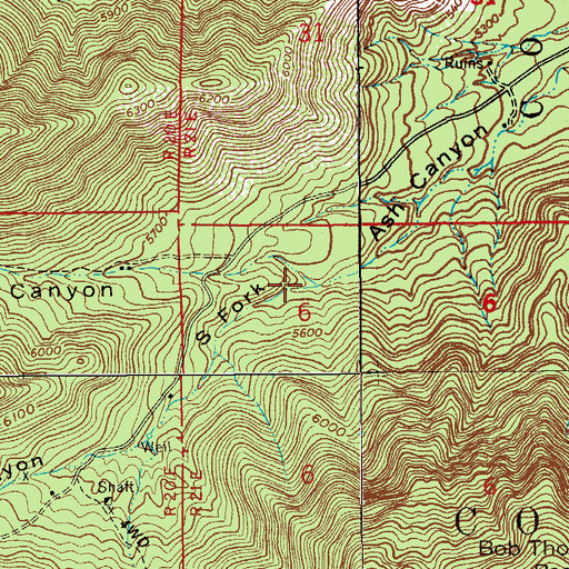 Topographic Map of South Fork Ash Canyon, AZ