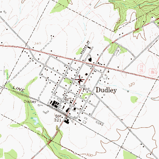 Topographic Map of Dudley School, GA