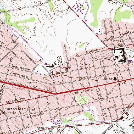 Topographic Map of First Christian Church, GA