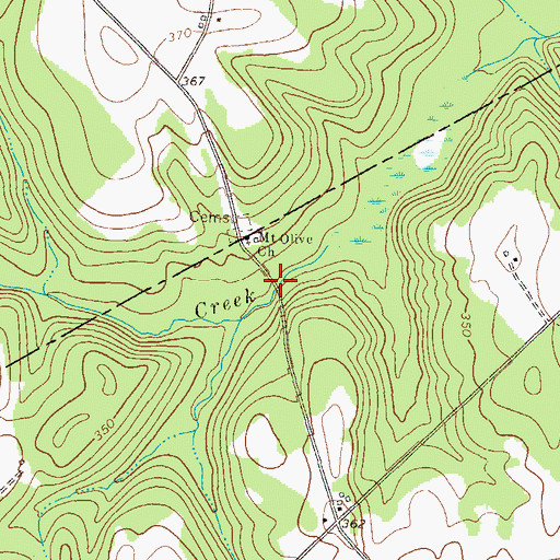 Topographic Map of Greens Mill (historical), GA