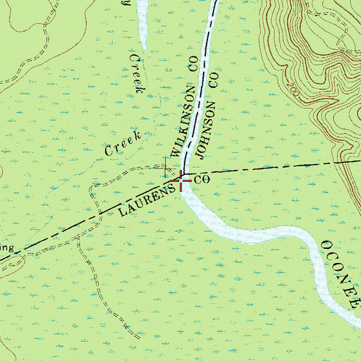 Topographic Map of Hall Landing, GA