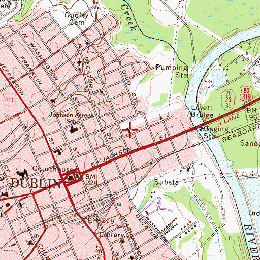 Topographic Map of Jackson Chapel Methodist Church, GA