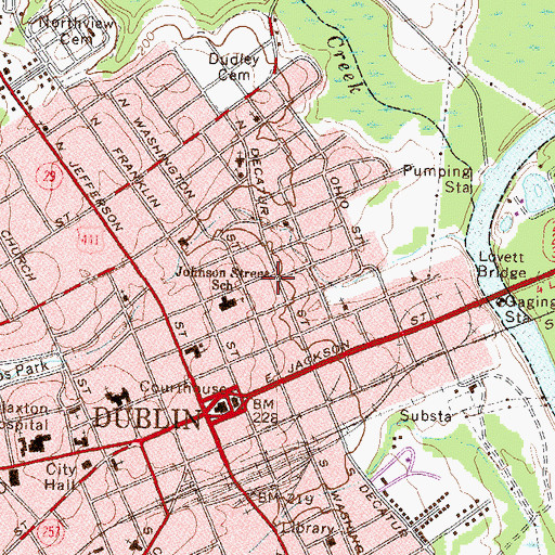 Topographic Map of Katherine W Gray Public Library, GA