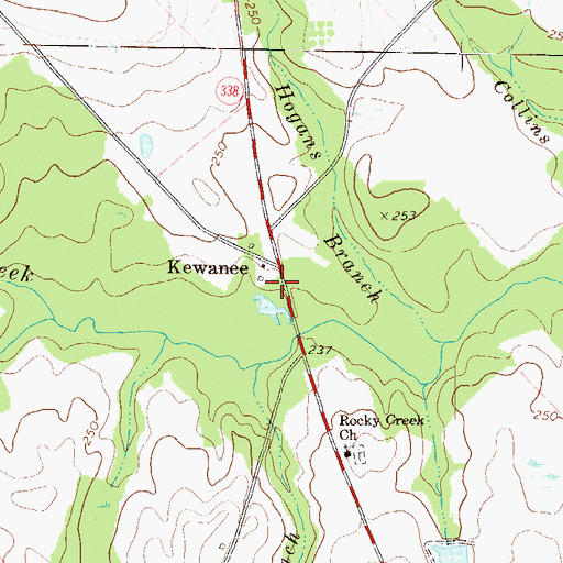 Topographic Map of Kewanee Church (historical), GA