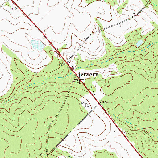 Topographic Map of Lowery Church, GA