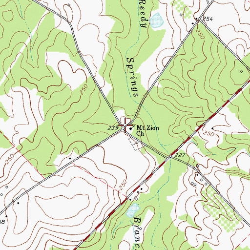 Topographic Map of Mayberry (historical), GA