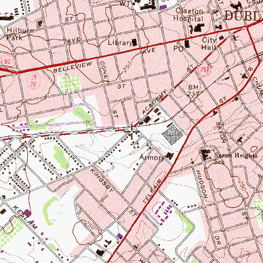 Topographic Map of Mount Moriah Baptist Church, GA