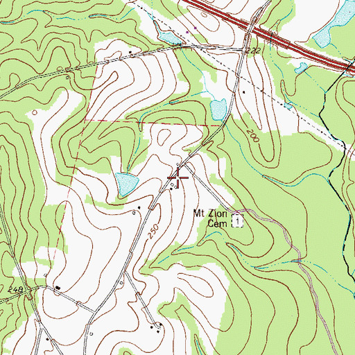 Topographic Map of Mount Zion Methodist Church (historical), GA