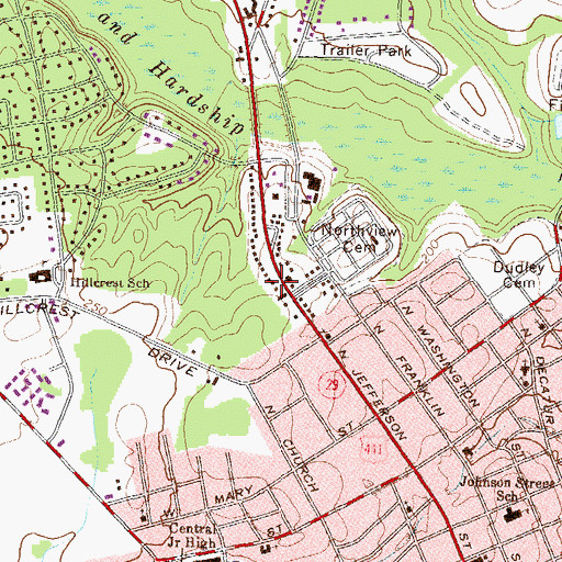 Topographic Map of Northcrest Square Shopping Center, GA