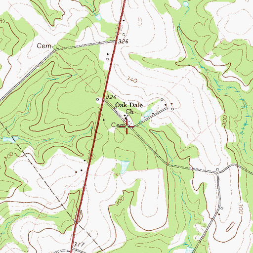 Topographic Map of Oakdale School (historical), GA