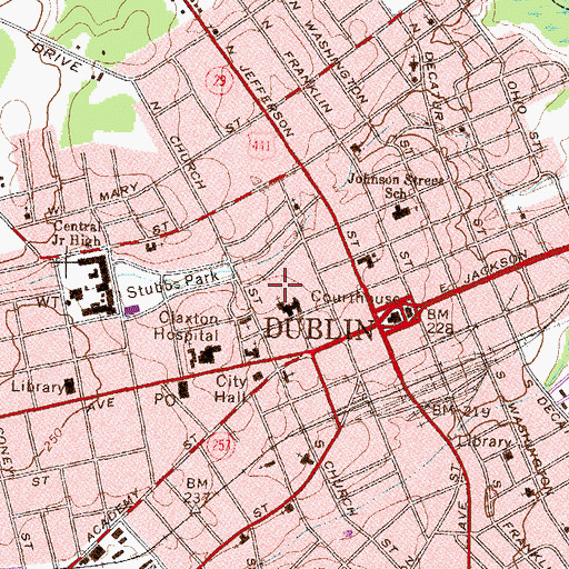 Topographic Map of Old Dublin Cemetery, GA