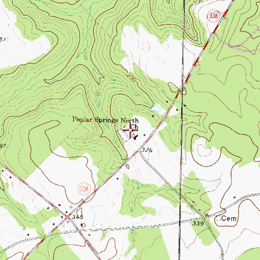Topographic Map of Poplar Springs Cemetery, GA