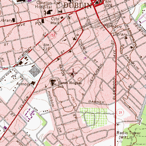 Topographic Map of Saxon Heights Baptist Church, GA