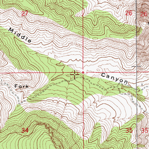 Topographic Map of South Fork Middle Canyon, AZ