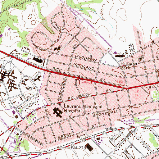 Topographic Map of The Oaks Shopping Center, GA