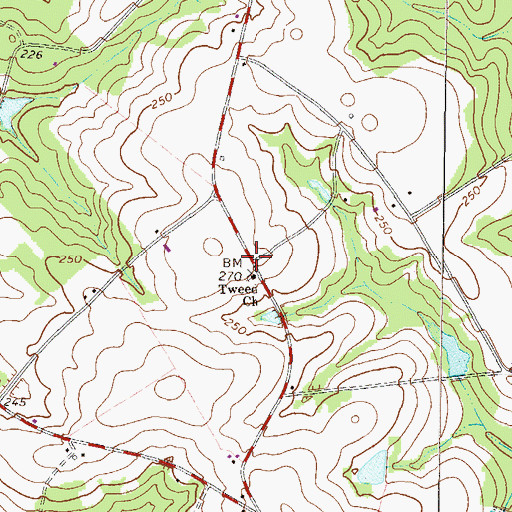Topographic Map of Tweed, GA