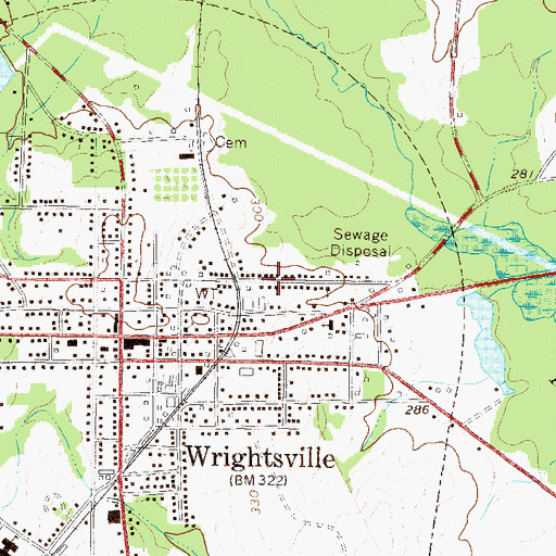 Topographic Map of Antioch Baptist Church, GA