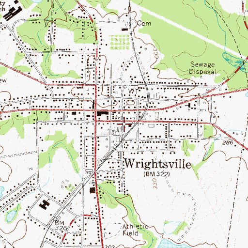 Topographic Map of Browns Memorial Baptist Church, GA