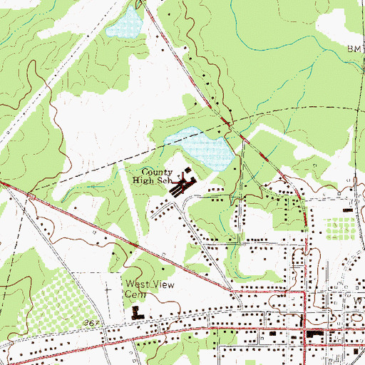 Topographic Map of Johnson County High School, GA