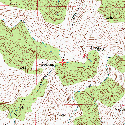 Topographic Map of South Fork Spring Creek, AZ