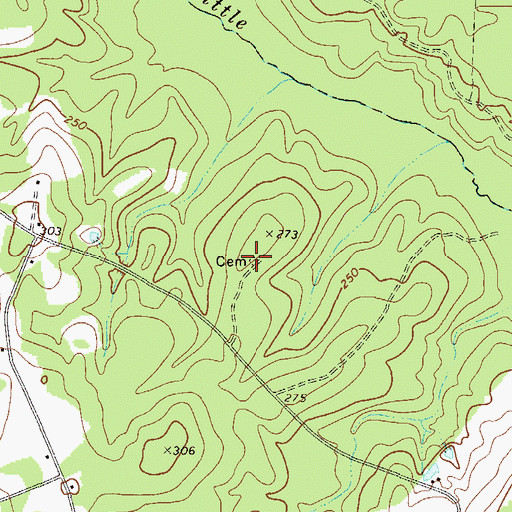 Topographic Map of Townsend-Gunn Cemetery, GA