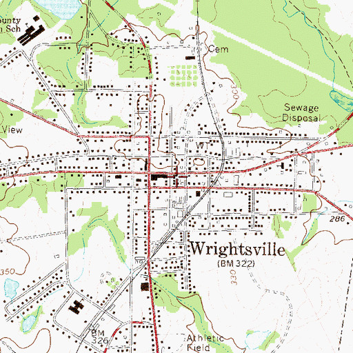 Topographic Map of Wrightsville City Hall, GA