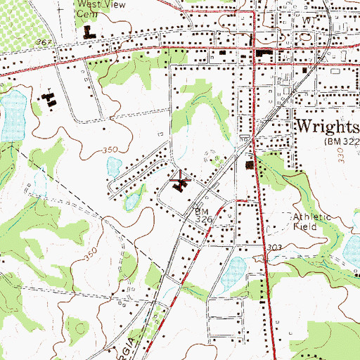 Topographic Map of Wrightsville Primary School, GA